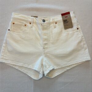 Levi's Women's White High Rise Button Fly Jean Shorts